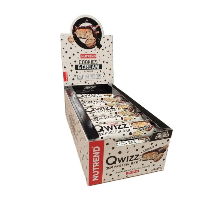 Qwizz 35% Protein Bar, Cookies & Cream - 24 x 60g